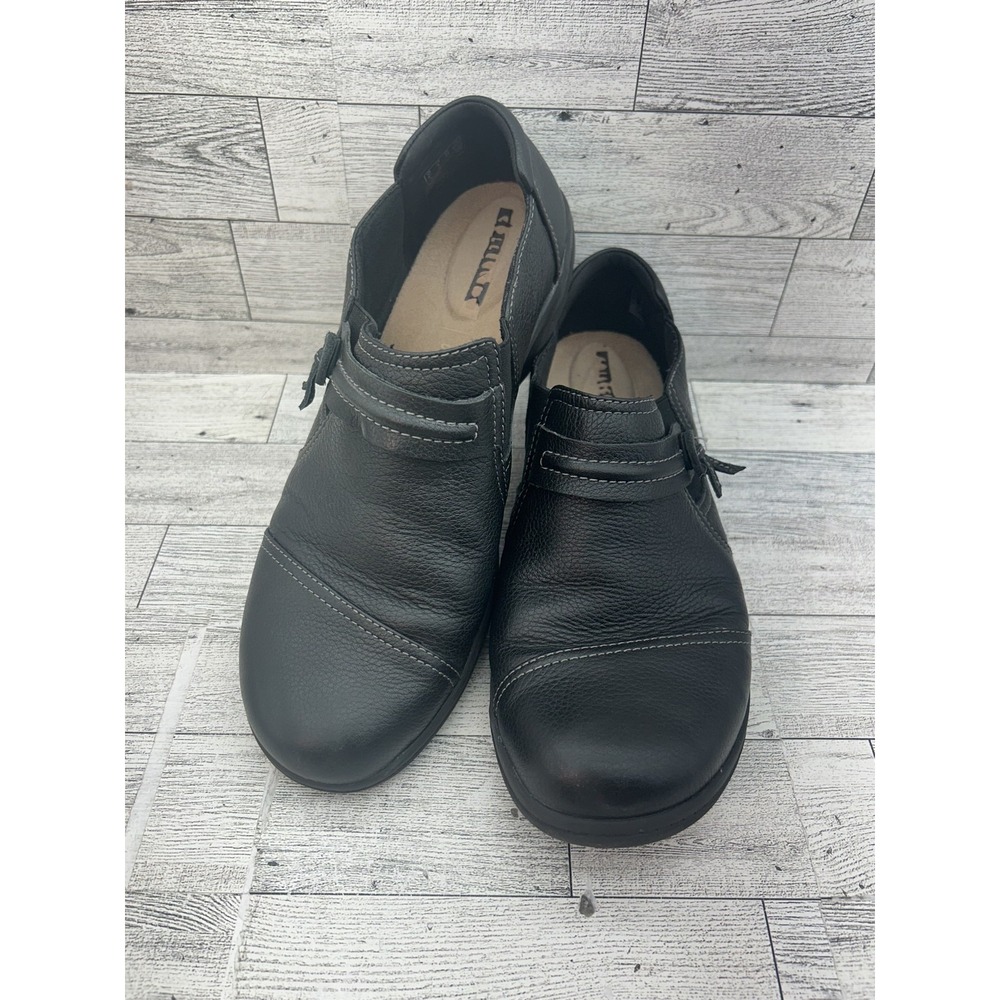 Clarks Shoes Womens Size 9 Black Leather Comfort Slip On Loafers Walking EU 40